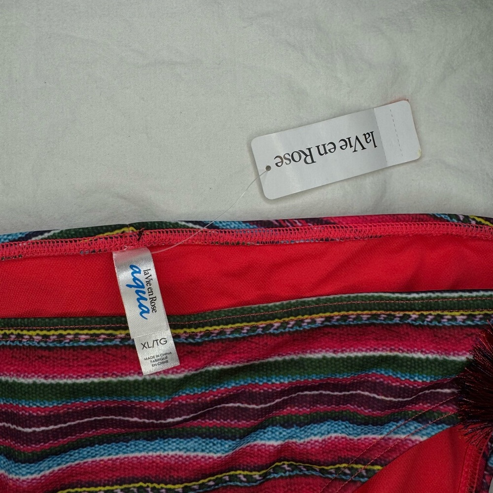 NWT LA VIE EN ROSE Multicolor Striped Bikini Set - Adjustable - Boho XL - Picture 6 of 11
